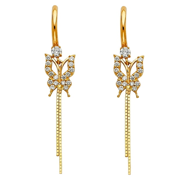 Jewels By Lux 14K Yellow Gold Cubic Zirconia CZ Dangle Huggie Endless Hoop Womens Earrings 60MM X 7MM Jewels By Lux 14K Yellow Gold Cubic Zirconia CZ Dangle Huggie Endless Hoop Womens Earrings 60MM X 7MM